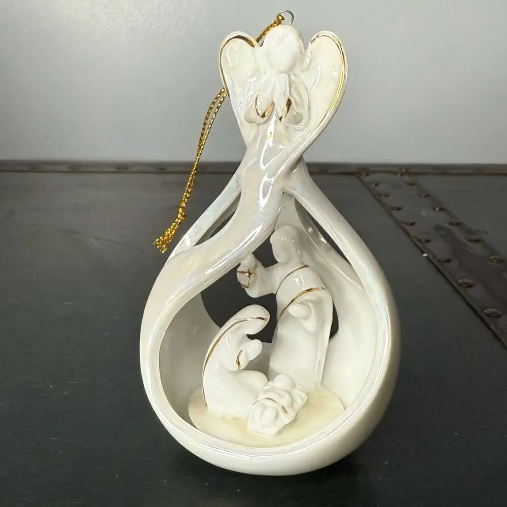 Angel Watching Over Holy Family Ornament Gift Indoor Home Decor Any Occasion